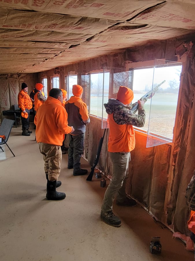 Hunters shooting from inside the enclosed shelter