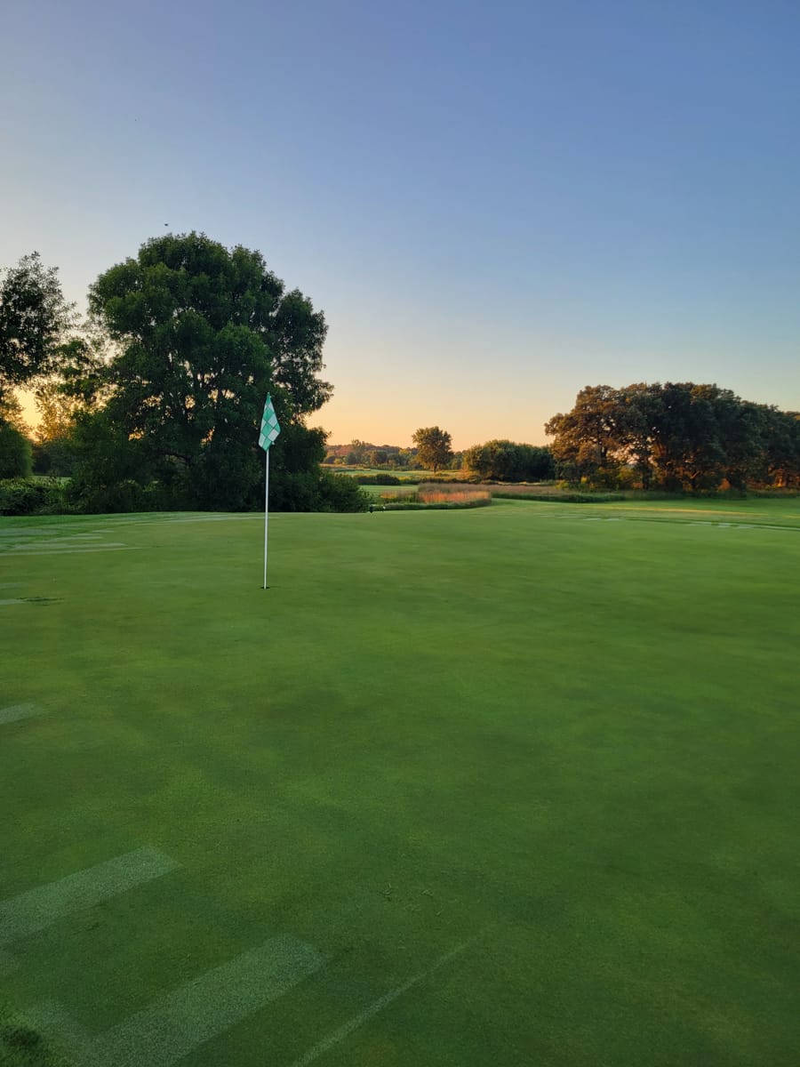 Putting green with flag on the Good Shot golf course